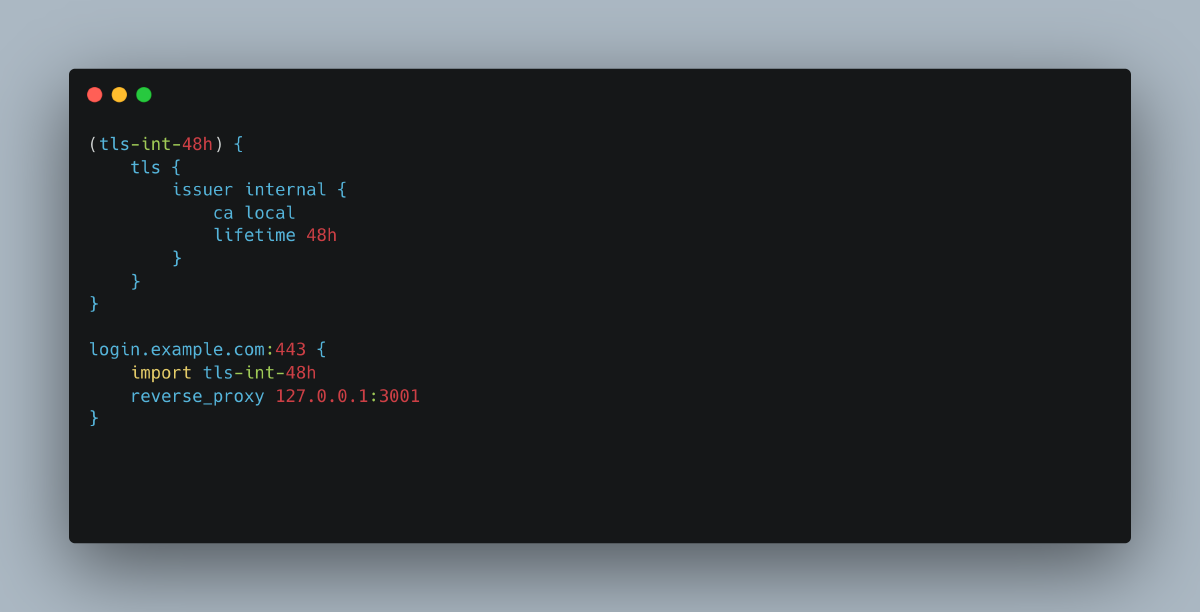 Increasing the certificate lifetime for the Caddy internal CA