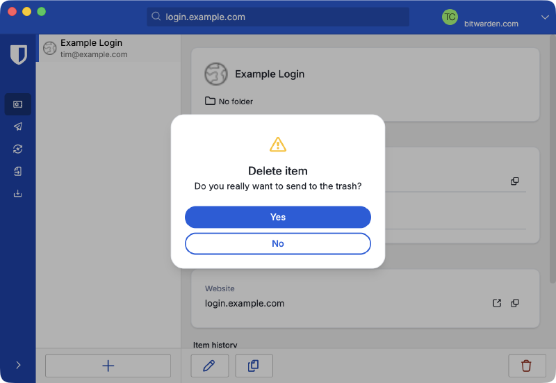 Bitwarden delete passkey
