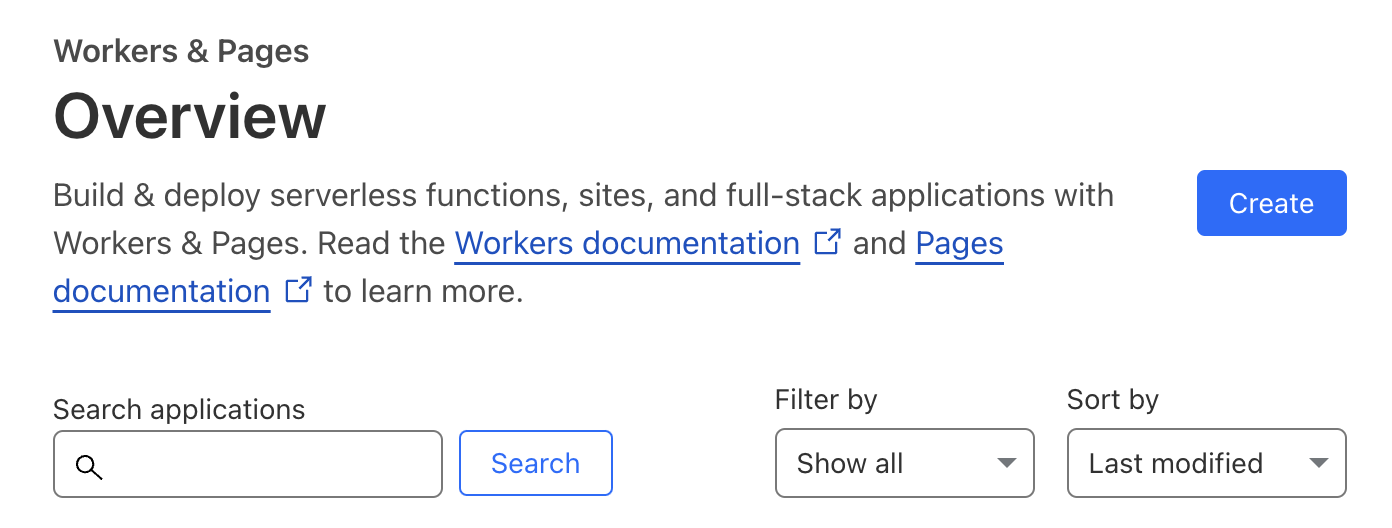 A screenshot of the Cloudflare dashboard showing the Workers & Pages overview screen