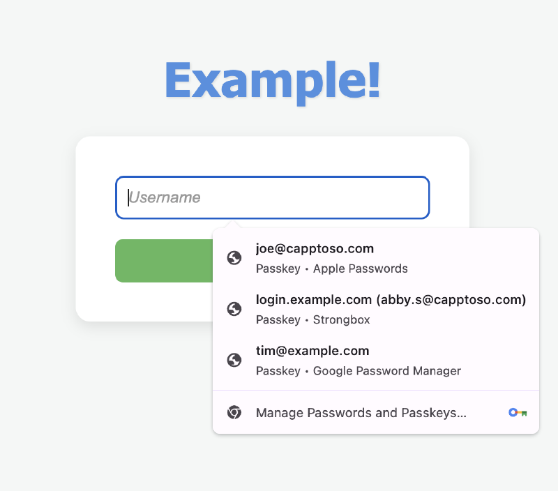 Autofill UI on login.example.com
